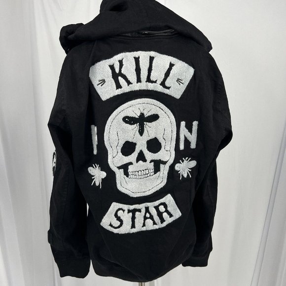 Killstar Jackets & Blazers - NWT Killstar Highway To Nowhere Hooded Jacket XXL 2XL Black Embroidered